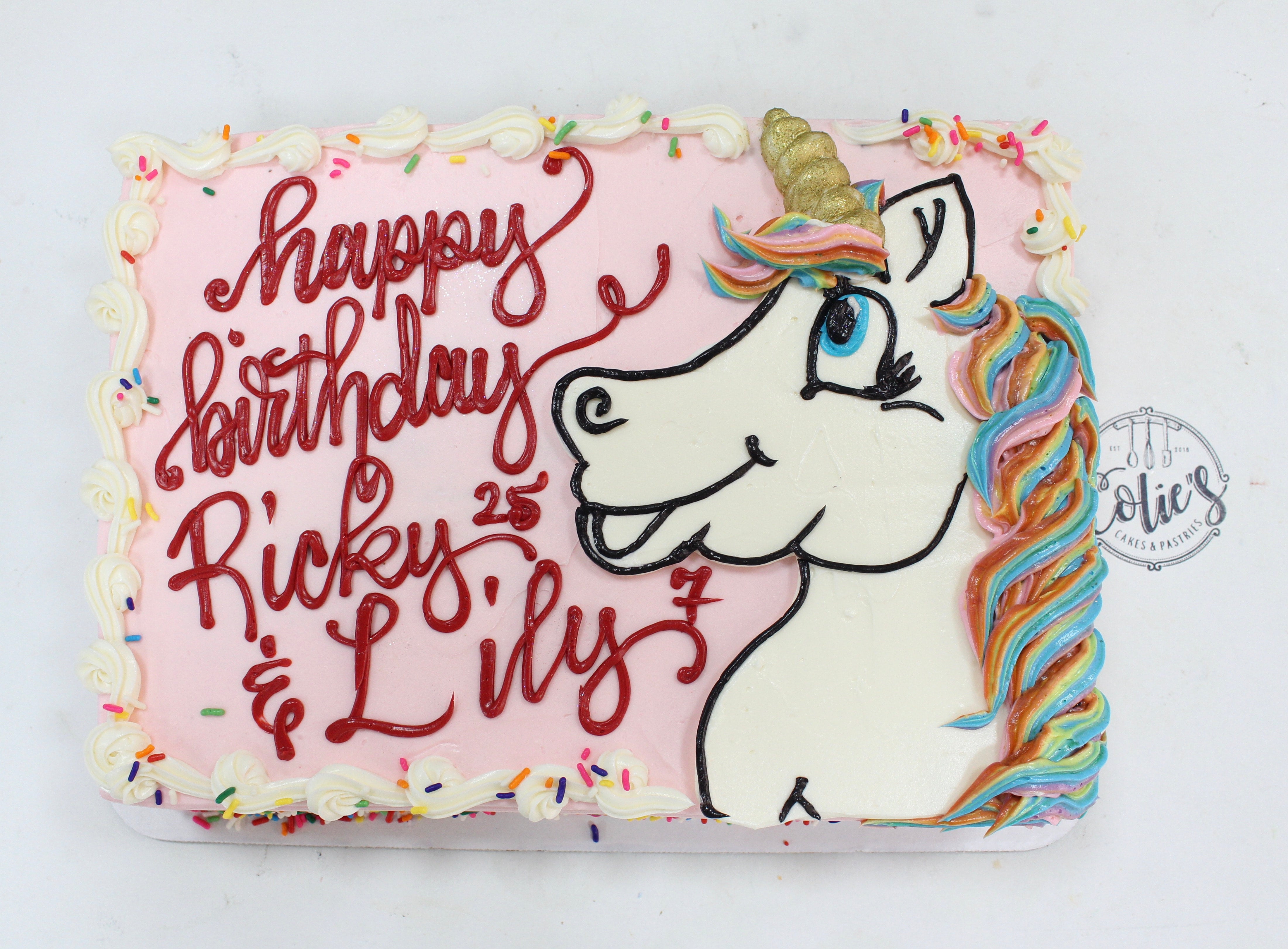 Pink Unicorn Rainbow and Clouds Edible Cake Topper Image ABPID05728 – A  Birthday Place